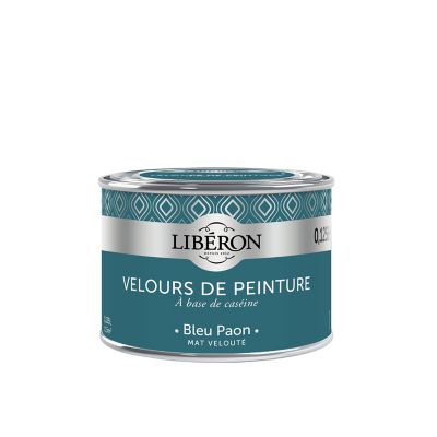 Testeur peinture murs, plafonds et boiseries Velours de Testeur peinture bleu paon Libéron 125 ml