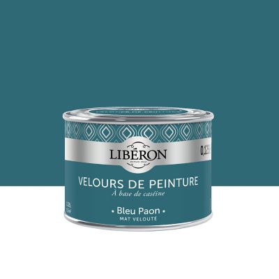 Testeur peinture murs, plafonds et boiseries Velours de Testeur peinture bleu paon Libéron 125 ml