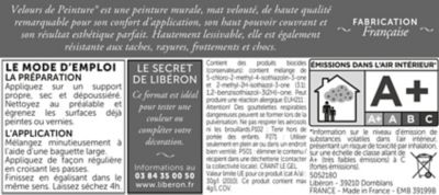 Testeur peinture murs, plafonds et boiseries Velours peinture bleu paon Libéron 125 ml