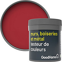Testeur peinture résistante murs, boiseries et métal GoodHome rouge Chelsea mat 50ml