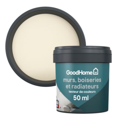Testeur peinture résistante murs, boiseries et métal GoodHome blanc Toronto mat 50ml