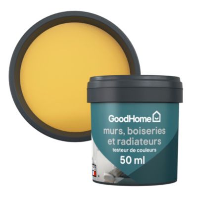 Testeur peinture résistante murs, boiseries et métal GoodHome jaune Gran Via mat 50ml