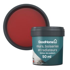 Testeur peinture résistante murs, boiseries et métal GoodHome rouge Chelsea mat 50ml