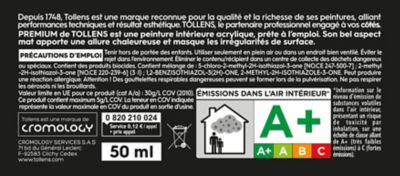 Testeur peinture Tollens premium murs, boiseries et radiateurs lin lavé mat 50ml