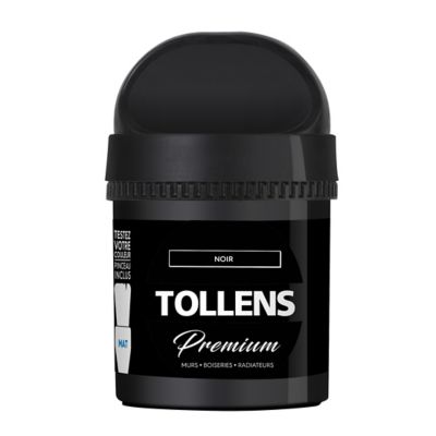 Testeur peinture Tollens premium murs, boiseries et radiateurs noir mat 50ml