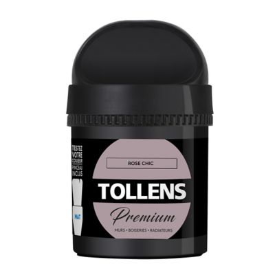 Testeur peinture Tollens premium murs, boiseries et radiateurs rose chic mat 50ml