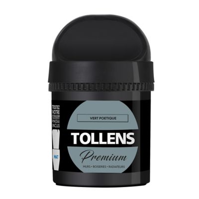 Testeur peinture Tollens premium murs, boiseries et radiateurs vert poétique mat 50ml