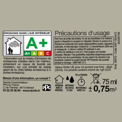 Testeur peinture vert bourrache satin velouté Ripolin O'pur 75 ml