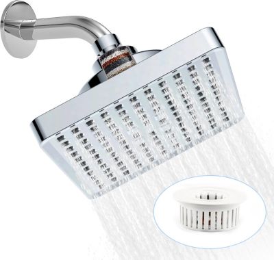 Tete de Douche Pluie Anti Calcaire, 15CM Tete de Douche Haute Pression, Pommeau de Douche Fixe, Pommeau Carré Universelle