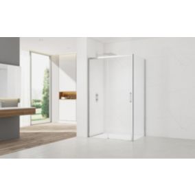 TEX BB ensemble porte coulissante/paroi 100x80  anticalcaire avec profilés chrome brillant (SIKOTEXDBB100S80-SET)