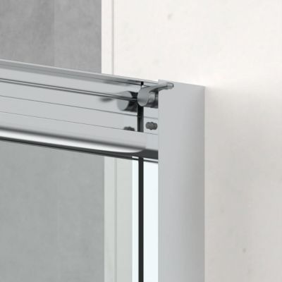 TEX BB ensemble porte coulissante/paroi 100x80  anticalcaire avec profilés chrome brillant (SIKOTEXDBB100S80-SET)