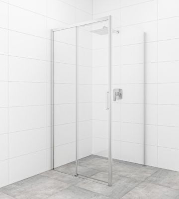 TEX BB ensemble porte coulissante/paroi 110x80cm anticalcaire avec profilés chrome brillant (SIKOTEXDBB110S80-SET)