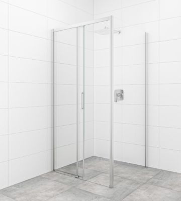 TEX BB ensemble porte coulissante/paroi 110x80cm anticalcaire avec profilés chrome brillant (SIKOTEXDBB110S80-SET)