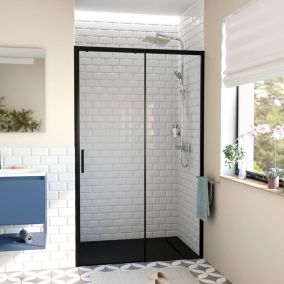 TEX BB Porte de douche 120x195cm coulissante anticalcaire avec profilés noir mat  (SATTEXDBB120CT-SET)