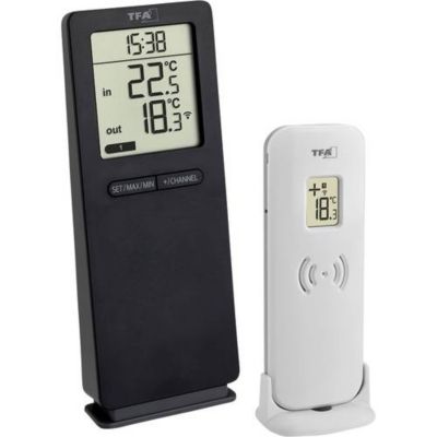 TFA Dostmann LOGOneo thermomètre sans fil, intérieur et extérieur, extensible jusqu'à 3 émetteurs