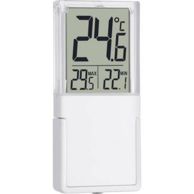 TFA Dostmann Vista Thermomètre numérique de fenêtre blanc, extérieur et intérieur, affichage mini/maxi, pile LR44 incluse