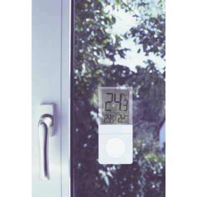 TFA Dostmann Vista Thermomètre numérique de fenêtre blanc, extérieur et intérieur, affichage mini/maxi, pile LR44 incluse