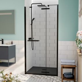 TGD NEW Porte de douche 100x200cm pivotante anticalcaire avec profilé noir mat (SATTGDN100NIKAC)