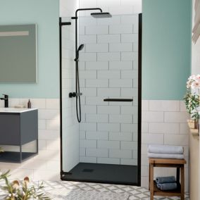 TGD NEW Porte de douche 100x200cm pivotante anticalcaire avec profilé noir mat (SATTGDO100NIKAC)