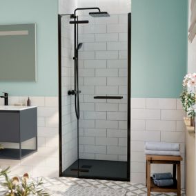 TGD NEW Porte de douche 80x200cm pivotante anticalcaire avec profilé noir mat (SATTGDN80NIKAC)