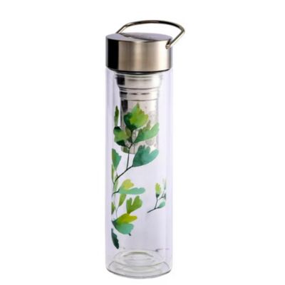 Théière nomade en verre avec filtre FLOWTEA Gingko - Eigenart - Théière Gingko Bleu