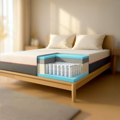 The White Stone Matelas 160x190 en Mousse à Mémoire Breeze et Ressorts Ensachés, Hauteur 30 cm