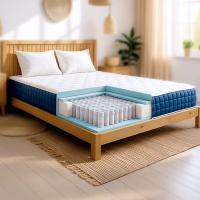 The White Stone Matelas 160x190cm, Hauteur 30 cm, avec Ressorts Ensachés et Memory Foam