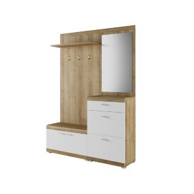 Thea - meuble d'entrée - bois et blanc - 135 cm - style scandinave - Best Mobilier