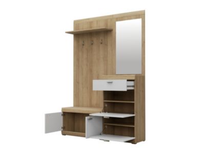 Thea - meuble d'entrée - bois et blanc - 135 cm - style scandinave - Best Mobilier
