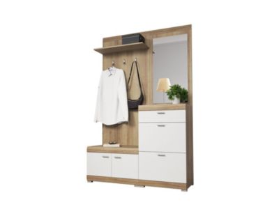 Thea - meuble d'entrée - bois et blanc - 135 cm - style scandinave - Best Mobilier