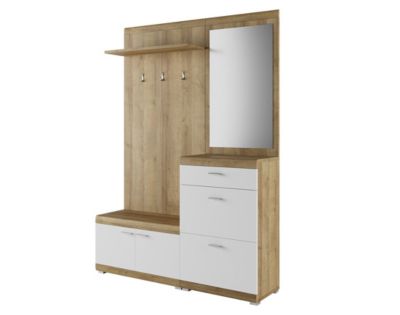 Thea - meuble d'entrée - bois et blanc - 135 cm - style scandinave - Best Mobilier