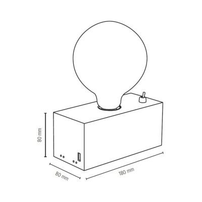 Theo Lampe de Table 1xE27 Max.25W Bois de Bouleau/Câble PVC Noir avec chargeur USB Intégré