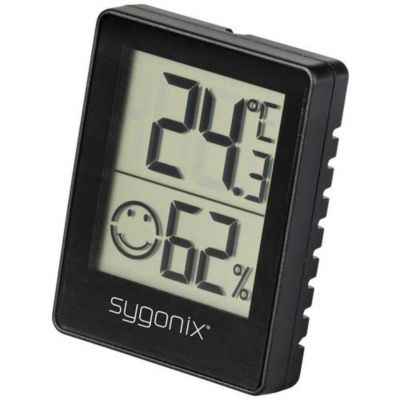 Thermo-hygromètre numérique noir compact SY-5268502, affichage température et humidité