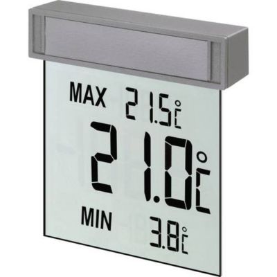 Thermomètre de fenêtre numérique argenté TFA Dostmann 30.1025 - affichage extérieur et valeurs Max/Min