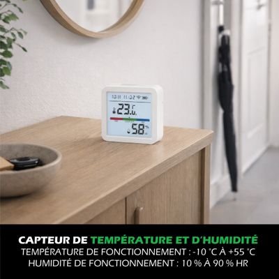 Thermomètre-hygromètre WiFi Intelligent – Capteur De Température Et Humidité, Blanc, Sans Marque