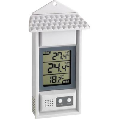 Thermomètre électronique d'extérieur TFA Dostmann 30.1039, boîtier argent, affichage digital.