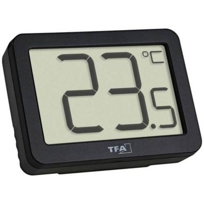 Thermomètre numérique intérieur noir TFA Dostmann 30.1065.01, compact et magnétique