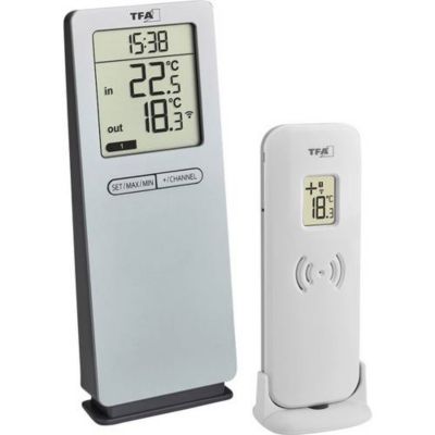Thermomètre sans fil LOGOneo 30.3071.54 - affichage intérieur/extérieur, extensible jusqu'à 3 émetteurs