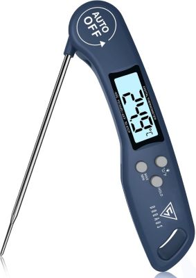 Thermometre Cuisine avec écran LCD pour Viande, BBQ, Steak, Huile, Lait, Vin bleu marin