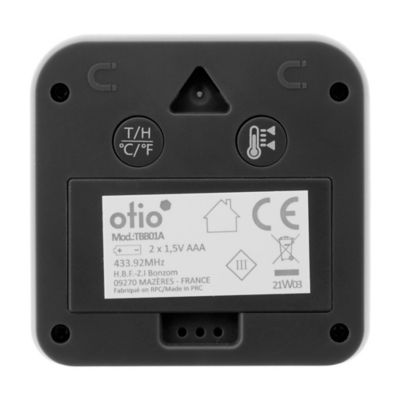 Thermomètre Hygromètre haute précision à sonde sans fil Otio gris anthracite