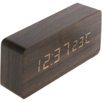 Réveil digital Thermomètre Gamiel en aspect Bois L 15 cm - Horloges -  Décomania