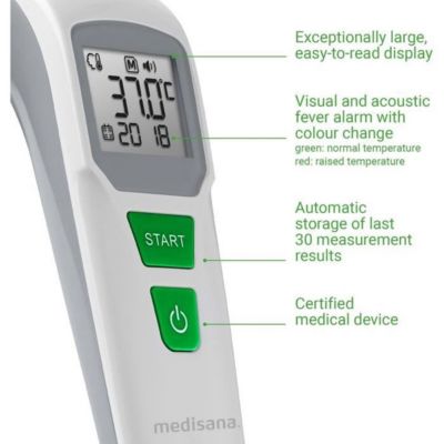 Thermometre - MEDISANA - TM 760 - Sans contact - Mesure précise viseur LED - Signal sonore - Mémoires - Dispositif medical cer