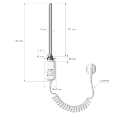 Thermoplongeur 900W Blanc pour Radiateur de Salle de Bain, avec Thermostat Régulateur de Température, Cartouche Chauffante