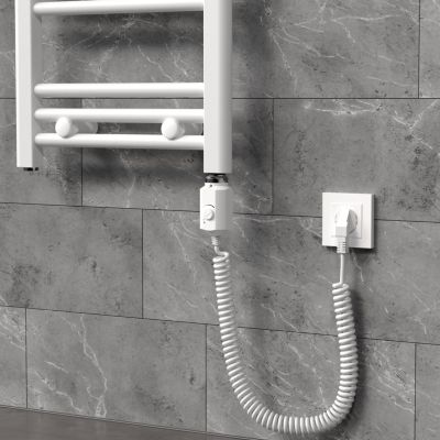 Thermoplongeur 900W Blanc pour Radiateur de Salle de Bain, avec Thermostat Régulateur de Température, Cartouche Chauffante