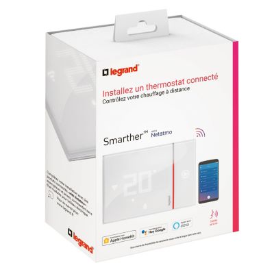 Thermostat d'ambiance connecté Smarther with Netatmo Legrand blanc en saillie