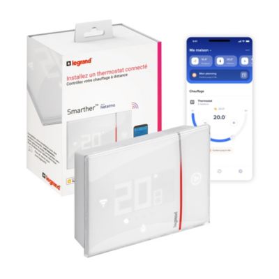 Thermostat d'ambiance connecté Smarther with Netatmo Legrand blanc en saillie