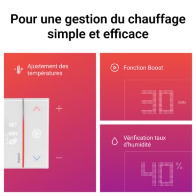 Thermostat d'ambiance connecté Smarther with Netatmo Legrand blanc