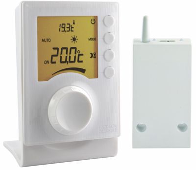 Thermostat d'ambiance radio pour chaudière ou pompe à chaleur non réversible TYBOX 33 - Boîtier d'ambiance + récepteur