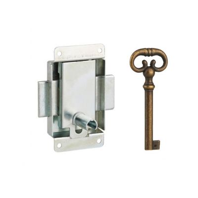 THIRARD - Serrure de meuble en applique pour porte d'ameublement, axe 20mm, 40x50mm, zingué, 1 clé - THIRARD