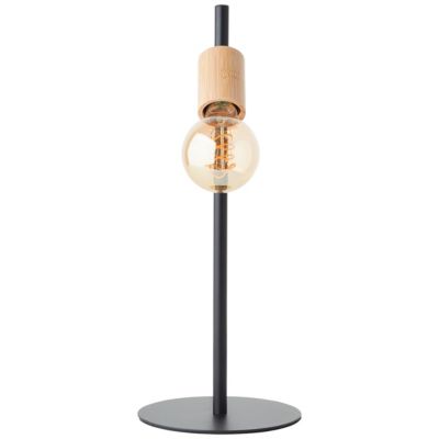 TIFFANY Lampe à poser E27 28W - noir/naturel - métal/bambou - ampoule non incluse